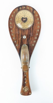 BAROMETRE en forme de pala en bois sculpté...