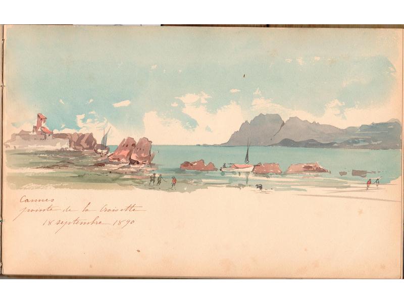 Album en tissu beige, marqué à l’encre Alpes-Maritimes...