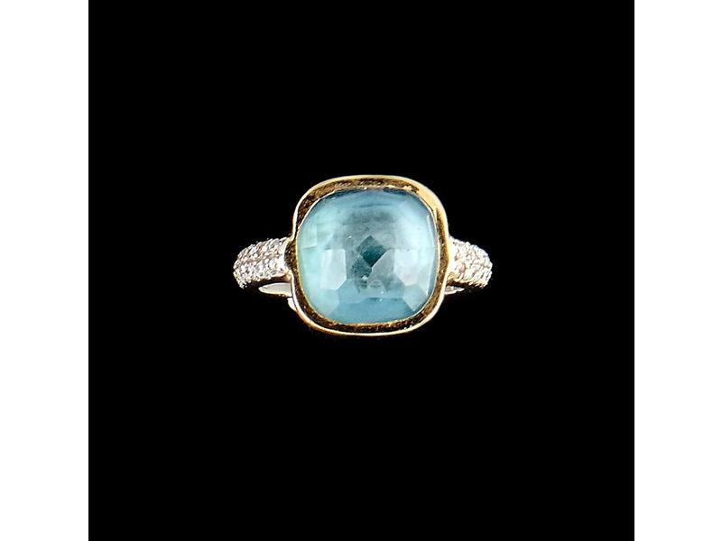 BAGUE en or jaune et or gris 18K (750) ornée...