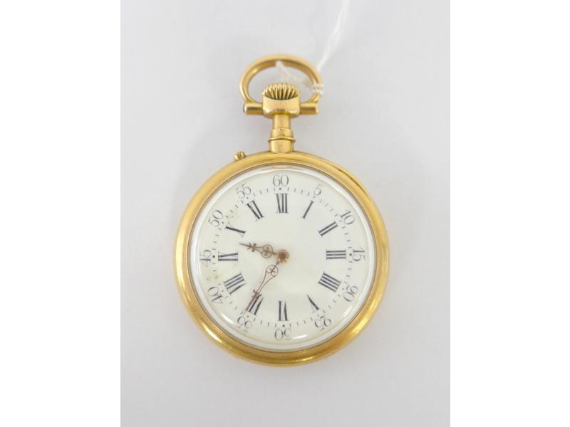 MONTRE DE COL en or jaune 18k chiffrée B...