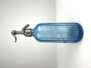 SIPHON tronconique en verre teinté bleu cannelé...