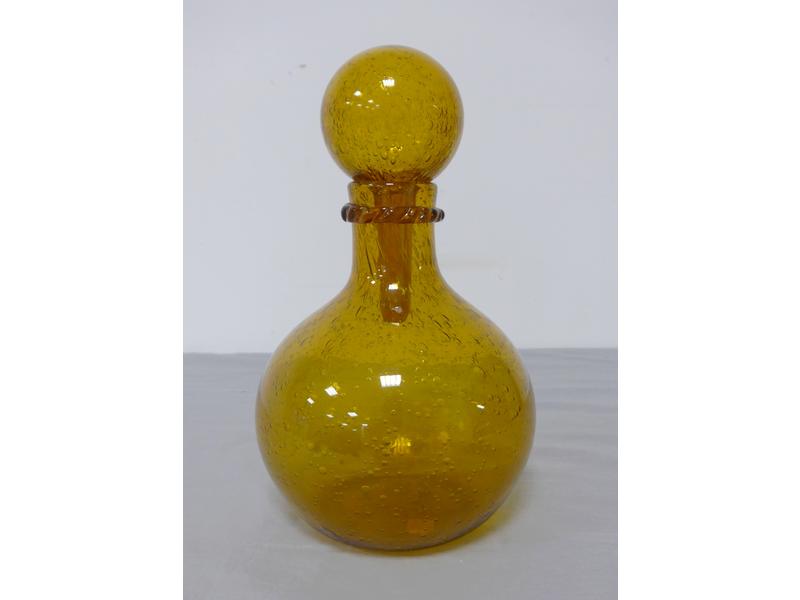 GRANDE CARAFE en verre soufflé jaune avec...