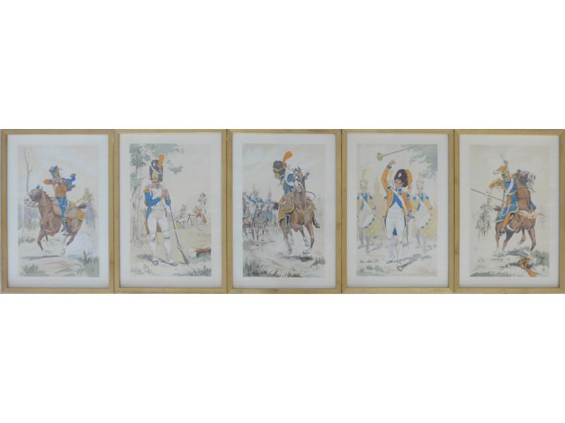 CINQ LITHOGRAPHIES en couleurs représentant...