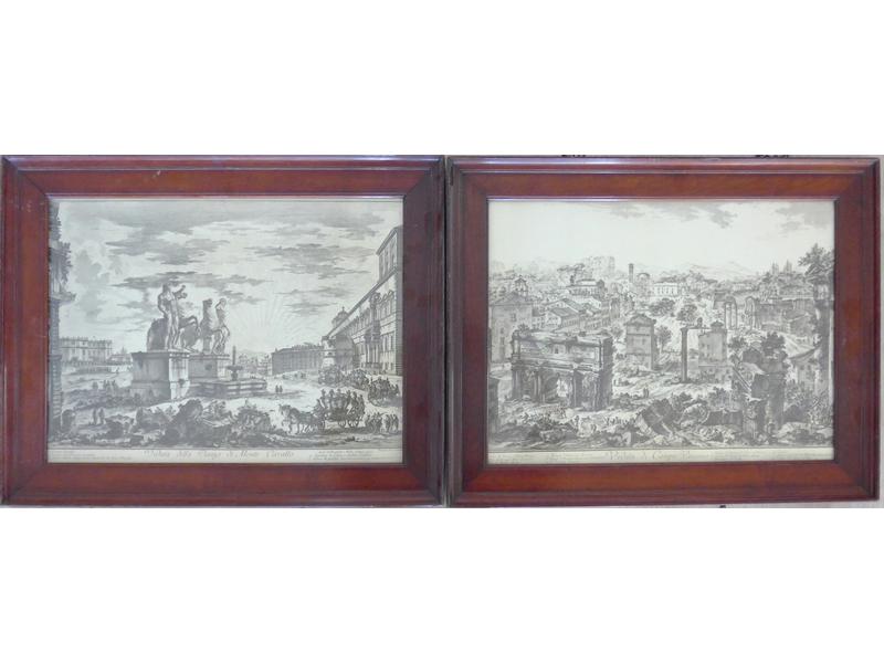 PAIRE DE GRAVURES en noir d'après Piranè...