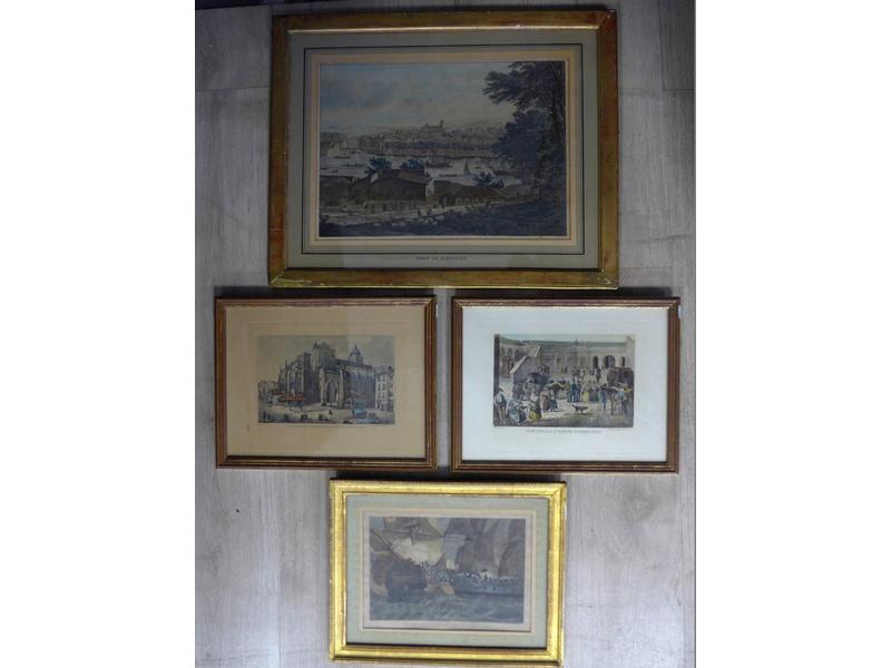 QUATRE GRAVURES en couleurs