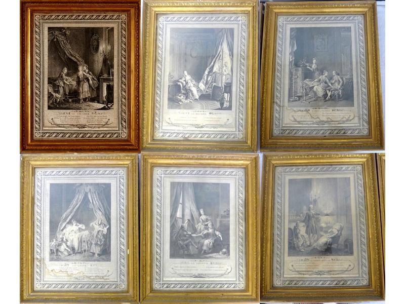 SUITE DE SIX GRAVURES en noir du XVIIIe ...