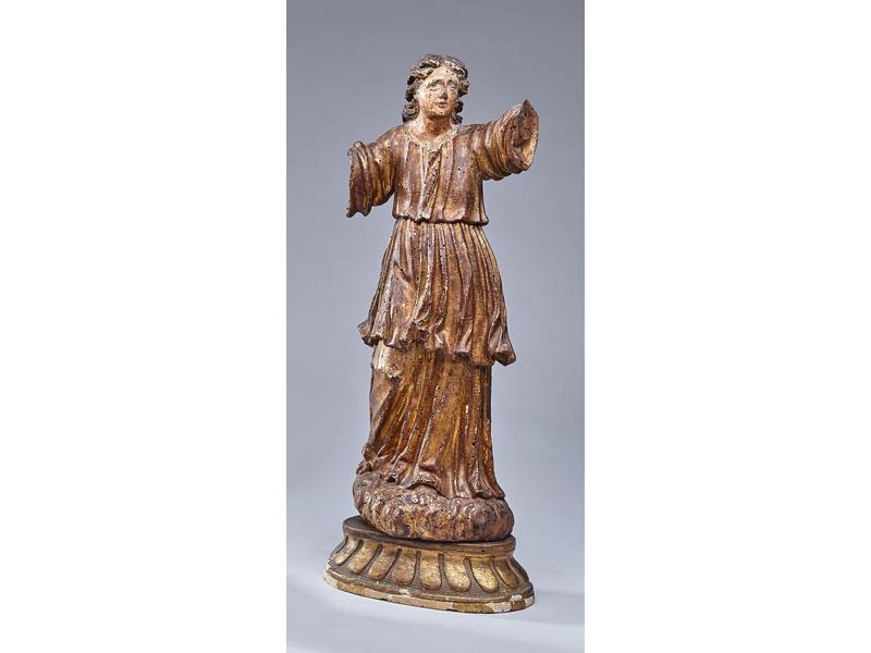 SAINT PERSONNAGE en bois sculpté doré et...