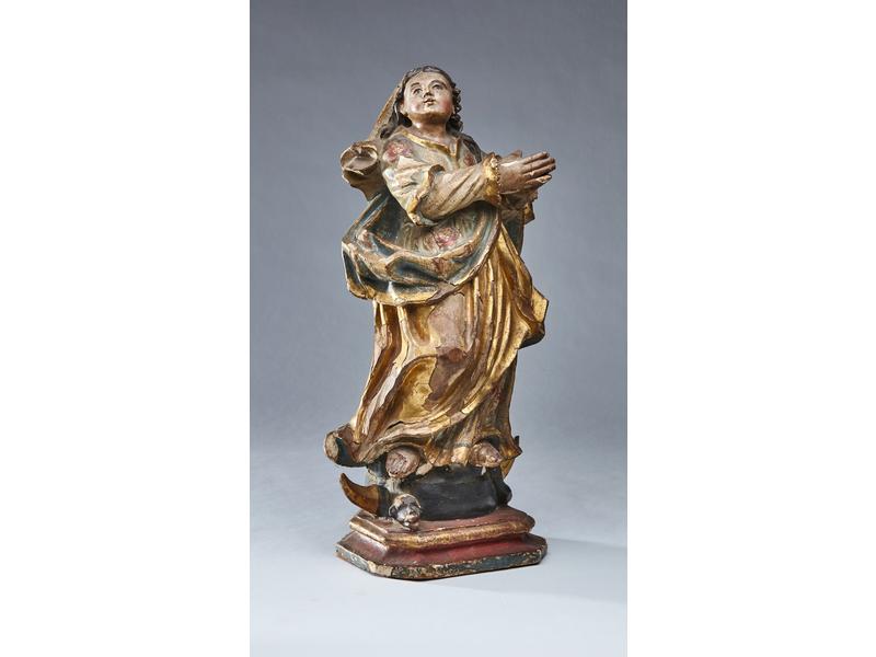 SAINT-PERSONNAGE en bois sculpté polychrome...