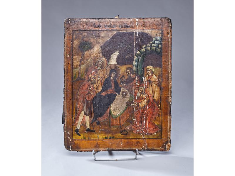 ICÔNE polychrome peint sur bois polychrome...