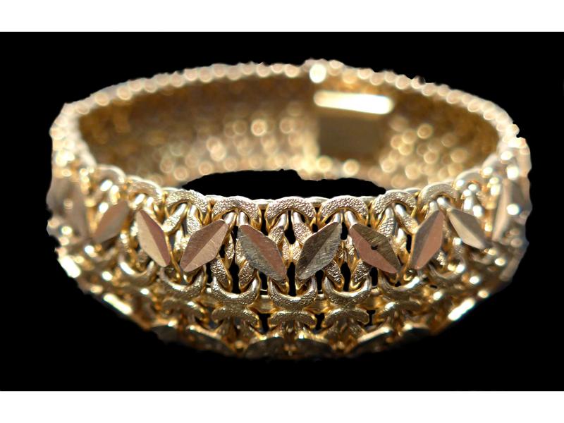 BRACELET souple en or jaune (750) à maillons,...