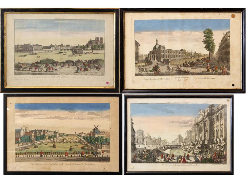 QUATRE VUES D'OPTIQUE du XVIIIe siècle gravées...