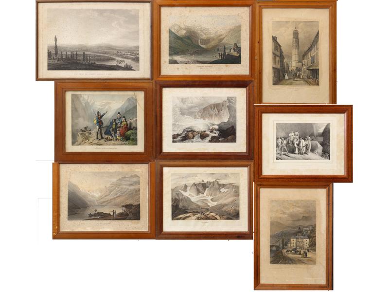 SEPT LITHOGRAPHIES en couleurs "Pyrénées"...