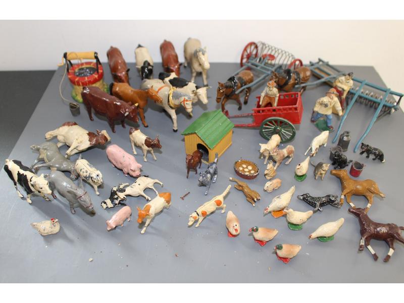 lot =collector décor ferme figurines animaux +cadre mini terre cuite