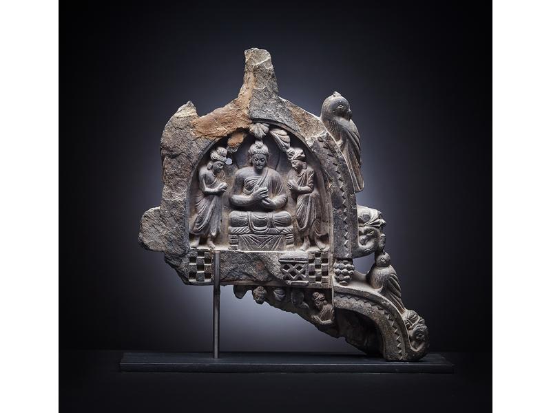 ÉLÉMENT DE STÈLE de scènes de la vie de Bouddha,...