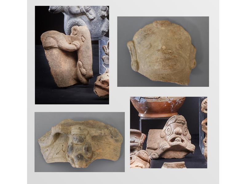 QUATRE FRAGMENTS d'un vase en céramique à...
