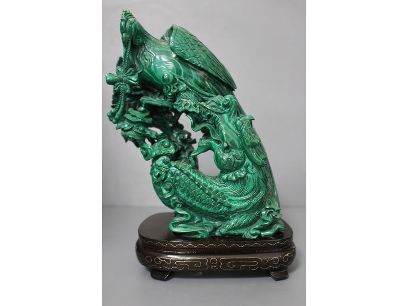 SCULPTURE en malachite représentant un phenix...