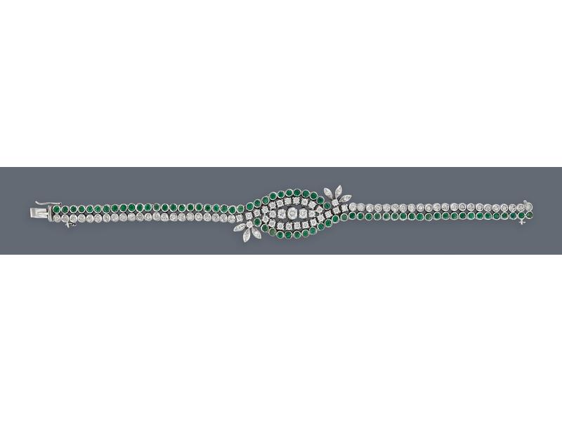 BRACELET souple en or gris (750) à ligne...