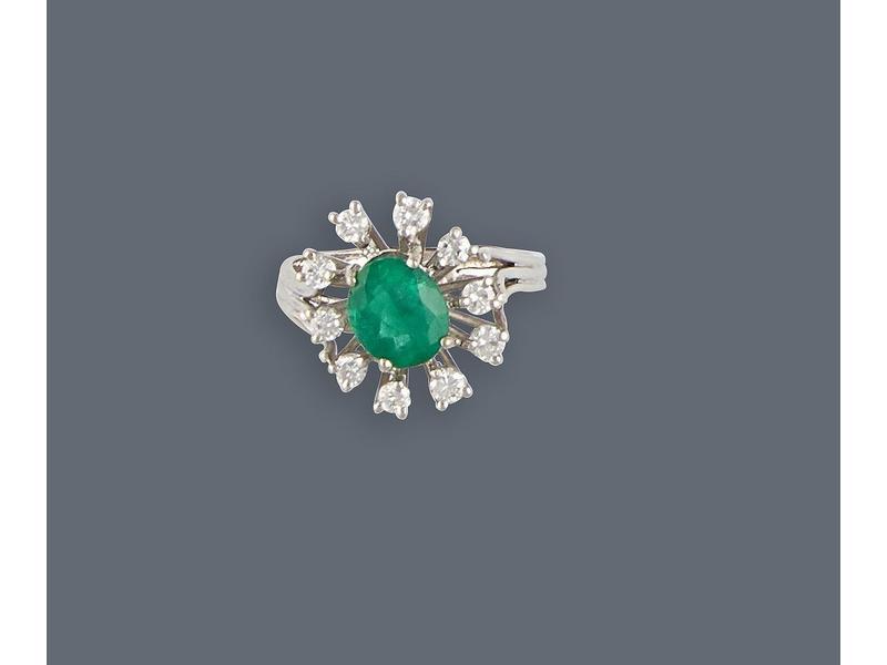 BAGUE marguerite en or gris (750) à châton...