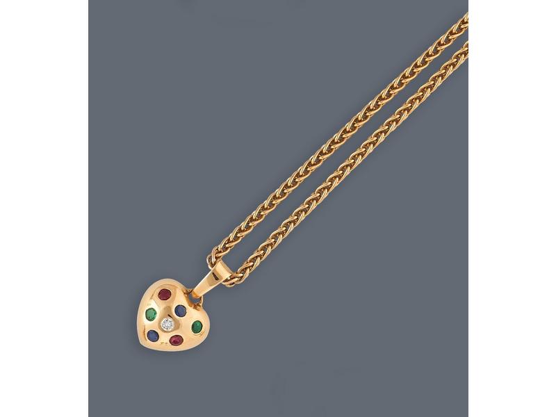 COLLIER CHAÎNE en or jaune (750) et PENDENTIF...