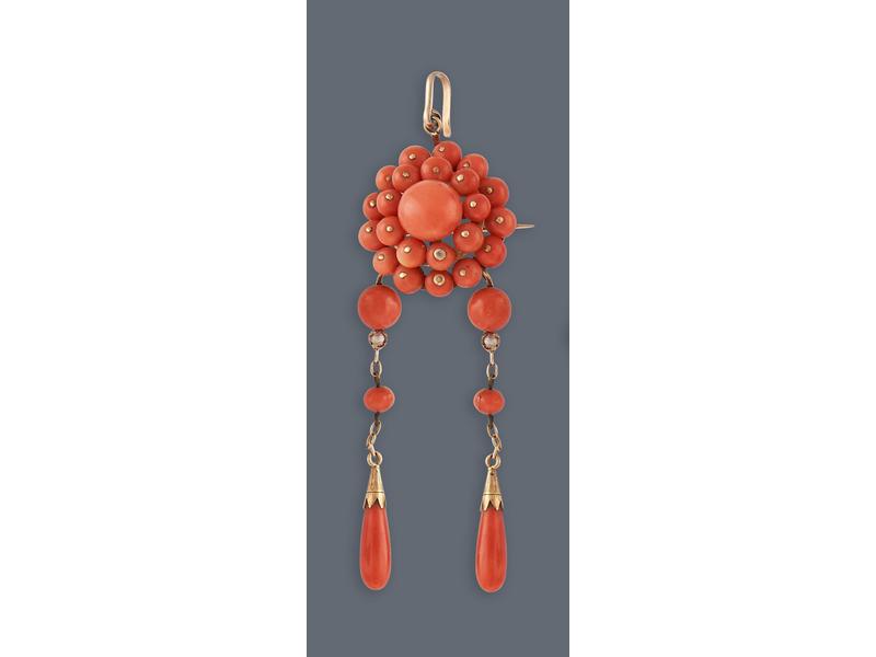 BROCHE PENDENTIF en or jaune (585) de forme...