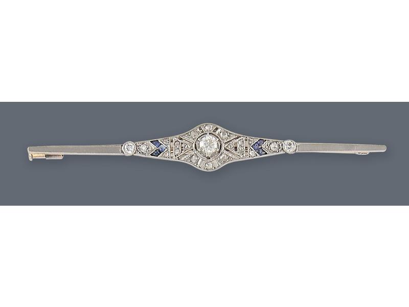 BROCHE BARRETTE en or jaune et gris (750),...