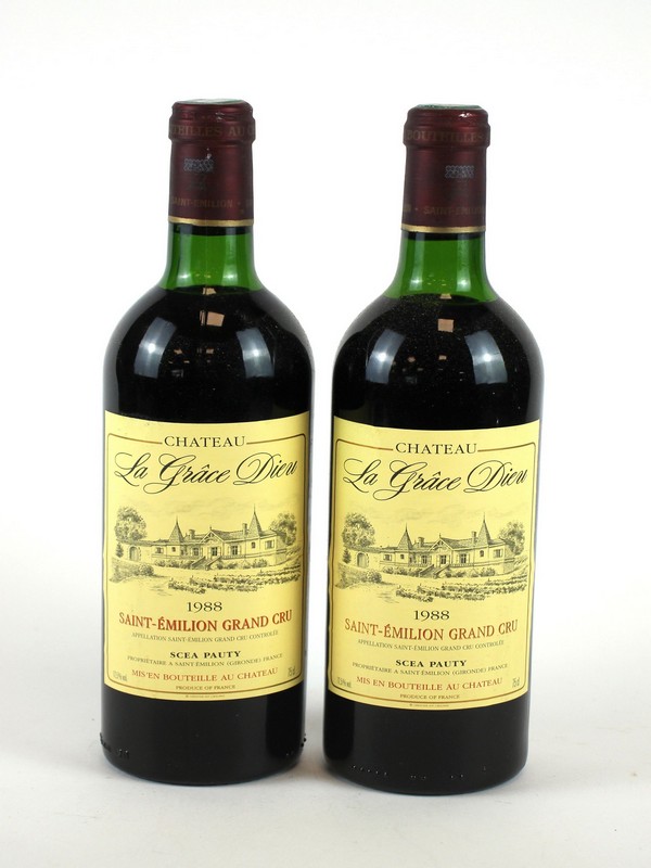 2 Blles CH. LA GRACE DIEU St Emilion GC 1988.