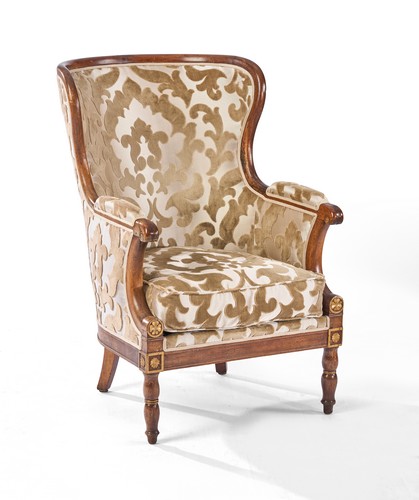 LARGE BERGERE à oreilles en hêtre teinté...