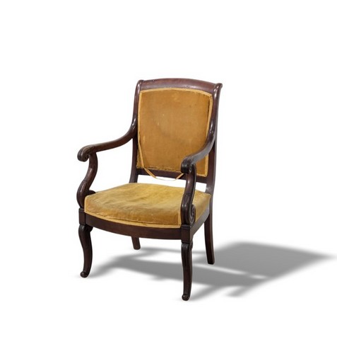 FAUTEUIL en acajou et placage d’acajou, les...