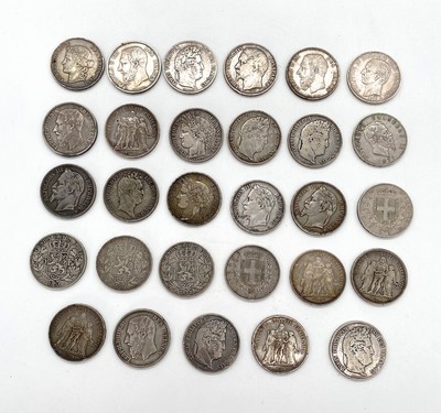 29 MODULES de 5 F (ou 10 F Hercule) en argent,...