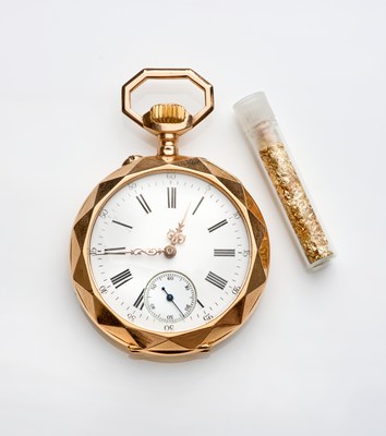 MONTRE DE POCHE en or (750), bélière et cache-poussière...