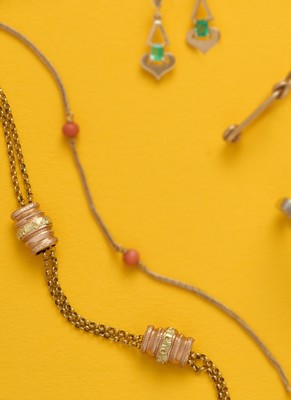 COLLIER ANCIEN double rangs en or (750) avec...