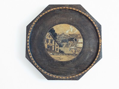 DESSOUS-DE-PLAT ou MÉDAILLON octogonal en...