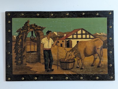 PANNEAU rectangulaire en bois pyrogravé et...