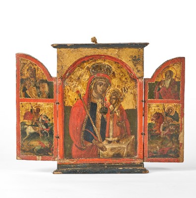 ICÔNE en triptyque de la Mère de Dieu de...