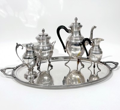 SERVICE A THÉ-CAFÉ en métal argenté à décor...