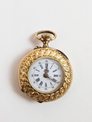 MONTRE DE COL en or (750) à bordure d'enroulement...