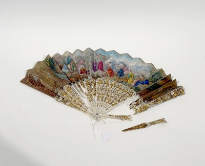 ÉVENTAIL de type plié en nacre à double feuille...