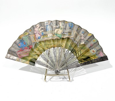 ÉVENTAIL de type plié en argent (925) à double...