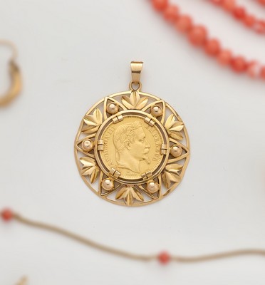 PENDENTIF PIÈCE en or (750) et sa pièce de...