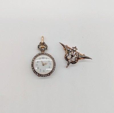 MONTRE DE COL ET SA BROCHE en or (750) et...