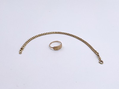 GOURMETTE et PETITE BAGUE type chevalière...