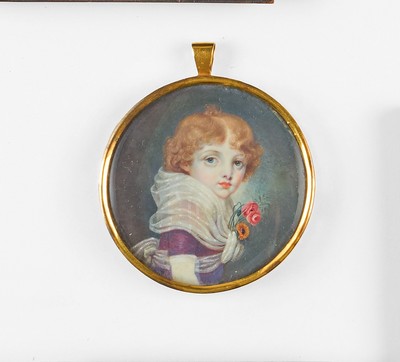 MINIATURE ronde représentant une jeune fille...