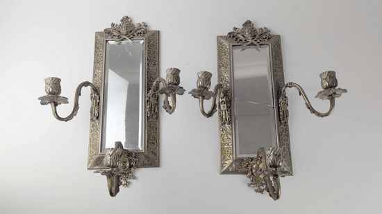 PAIRE D'APPLIQUES rectangulaires en bronze...