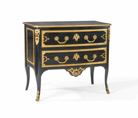 COMMODE rectangulaire en bois laqué noir,...