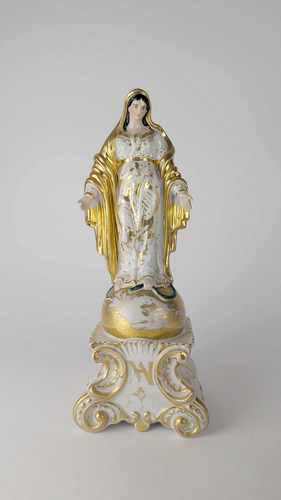 VIERGE en majesté en porcelaine émaillé polychrome...