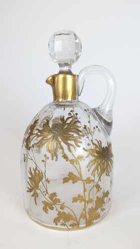 CARAFON en cristal à légères cannelures et...
