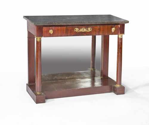 CONSOLE rectangulaire en placage d'acajou,...