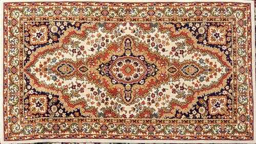 TAPIS rectangulaire en laine polychrome à...
