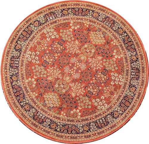 TAPIS circulaire en laine polychrome à décor...