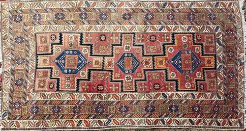 TAPIS rectangulaire en laine polychrome à...